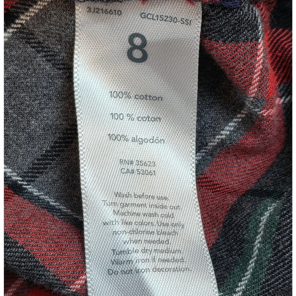 Carters Boys Red Grey Plaid Flannel Button Down Shirt Size 8 3J216610